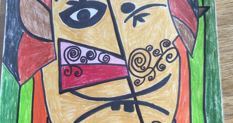 Picasso-Merkmale würfeln und ein kubistisches Gesicht gestalten